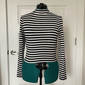 ATMOSPHERE Black & White Striped Mock Neck Top